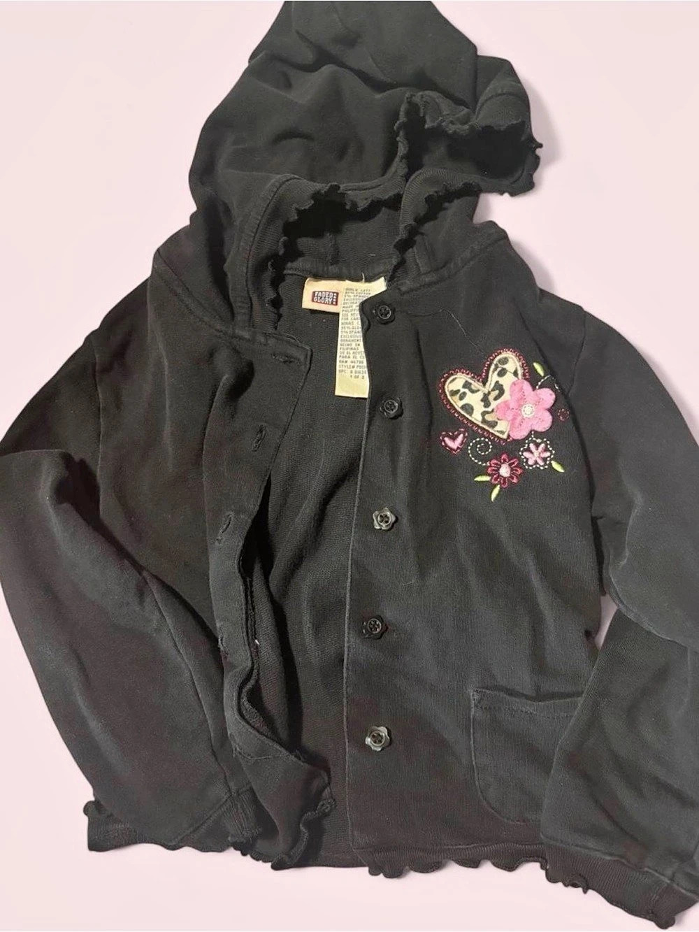 Faded Glory Kids Black Floral Jacket